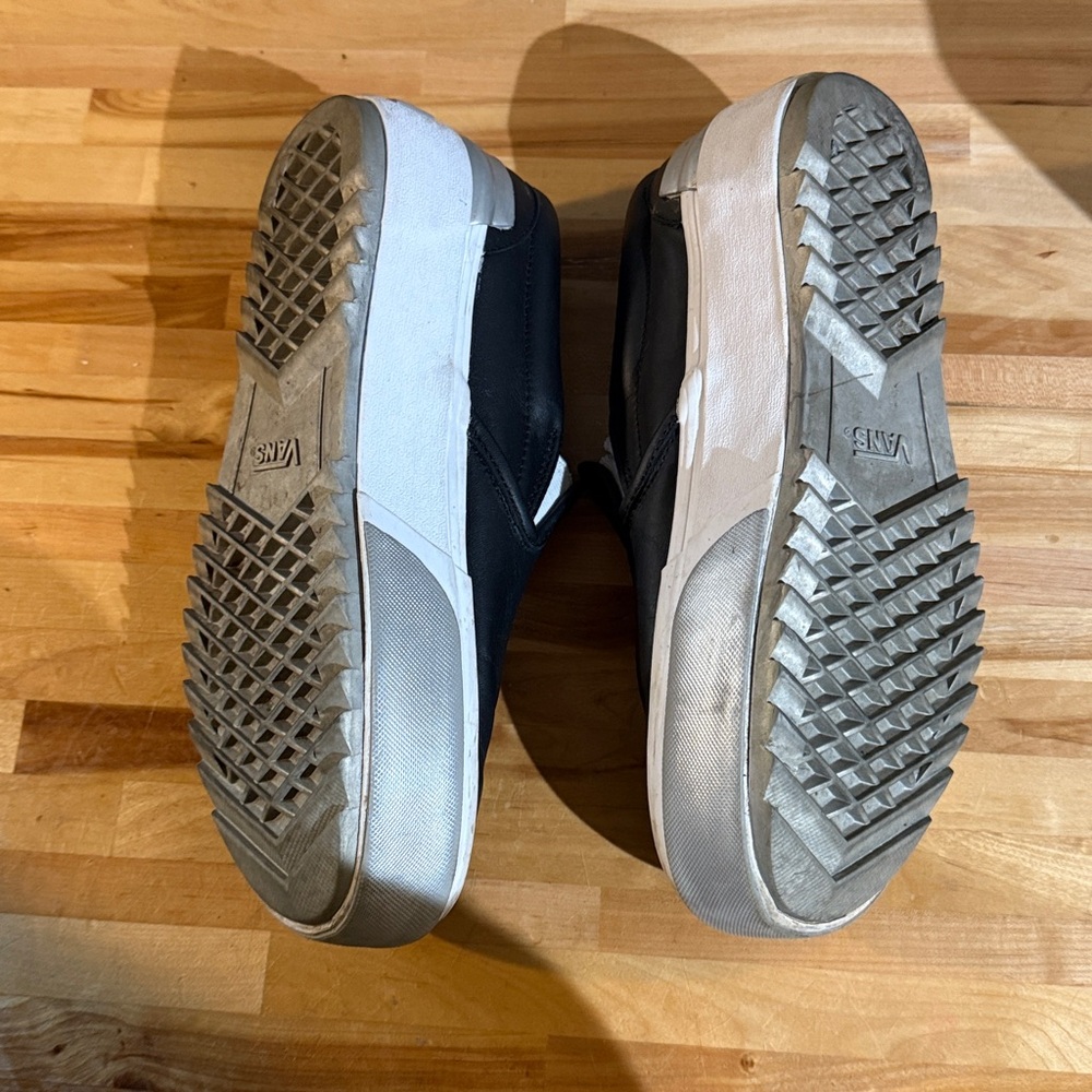 VANS stacked black leather slip ons. Excellent condition. Womens 9.5US - Picture 6 of 8